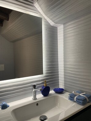 Shower, hair dryer, bidet, soap