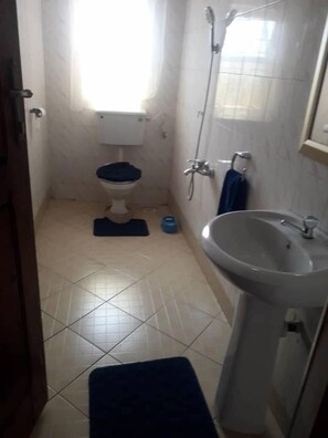 Family House, Hill View | Bathroom | Shower, free toiletries, towels, soap - The Den Soroti Green (Kisoro)
