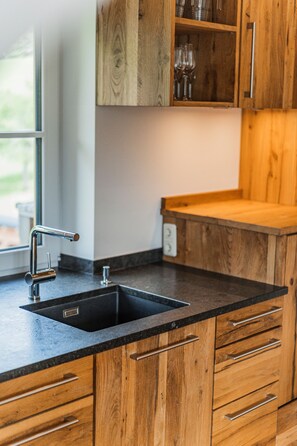 Comfort Penthouse, 2 Bedrooms, Balcony, Mountain View | Private kitchen | Coffee/tea maker, electric kettle, toaster