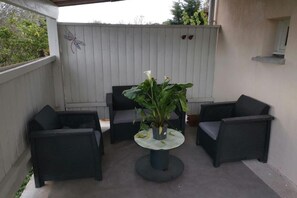 Terrace/patio - Nice studio fully furnished, refurbished 15 min from Lyon (Lissieu)