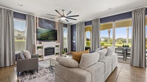 TV, fireplace, offices