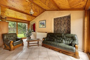 Una televisión, una chimenea