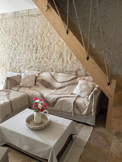 Over the stones.  Charming little gîte in the pretty Touraine region