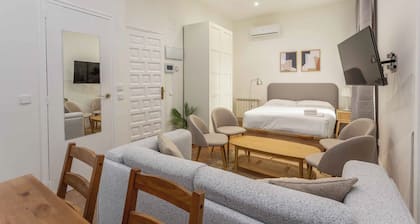Your cozy and stylish studio in the heart of Madrid! This modern space features a plush double bed, a fully equipped kitchen, and a sleek bathroom, ensuring a comfortable stay.