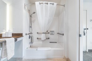 Standard Room, 1 Queen Bed, Accessible, Refrigerator & Microwave (with Sofabed) | Bathroom | Free toiletries, hair dryer, bathrobes, slippers - Marshall Suites Bainbridge Island, SureStay Collection by BW (Bainbridge Island)