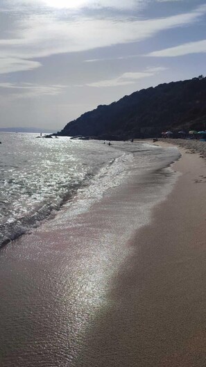 En la playa y toallas de playa