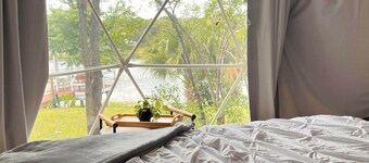 Lakefront Geodome with amazing sunsets