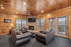 TV, fireplace, video games