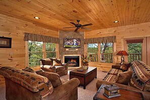 Tv, eldstad och tv-spel