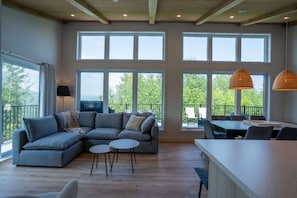 TV, fireplace - Mountain View & Spa | Chalet Le Albert (Saint-Côme)
