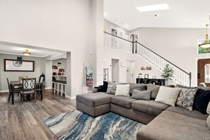 Smart TV, fireplace, DVD player, books