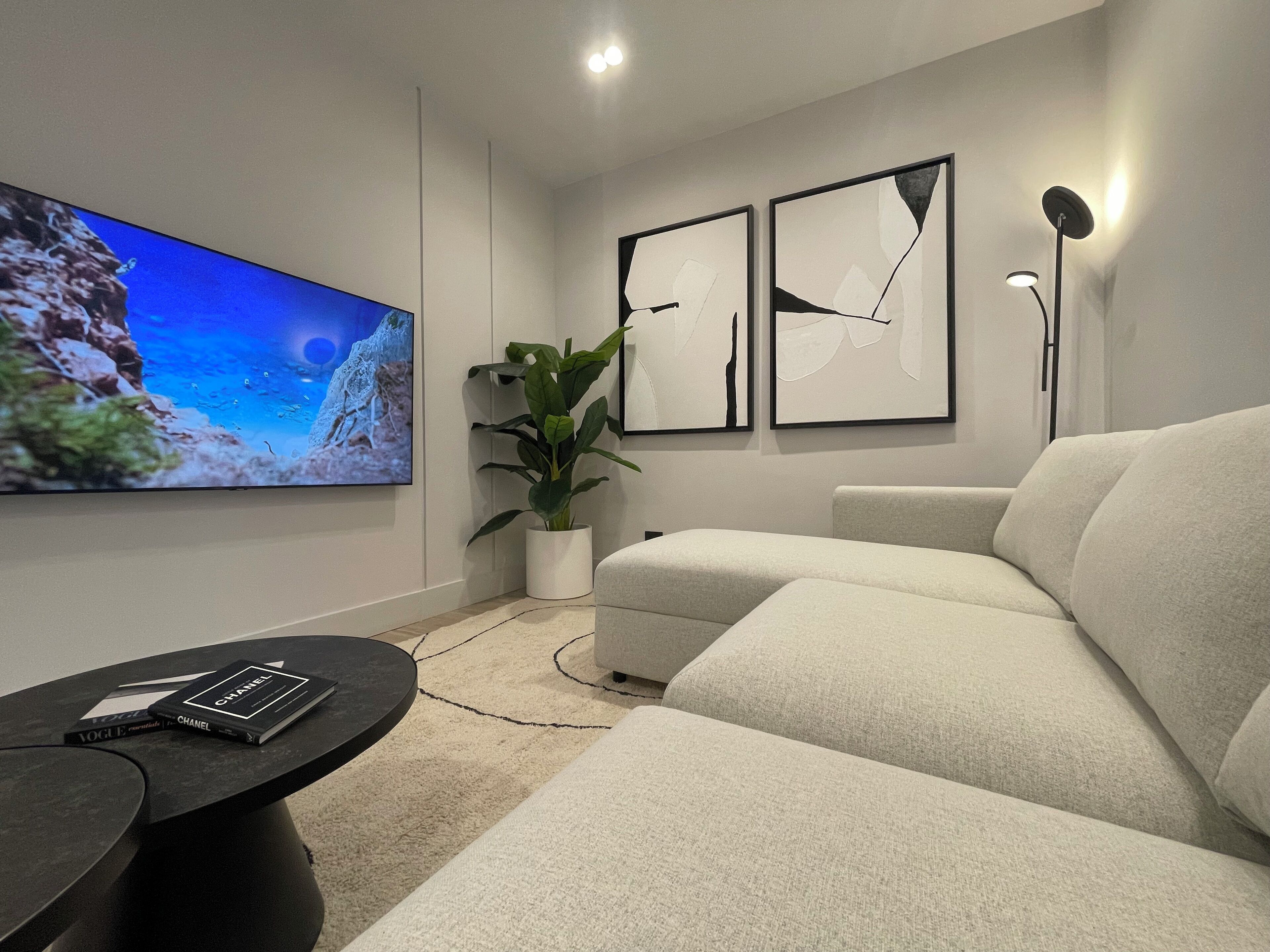 Smart-TV, Bücher, Stereoanlage