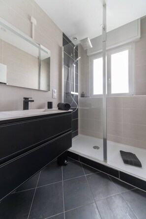 Hair dryer, towels, toilet paper