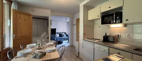 Réfrigérateur, micro-ondes, lave-vaisselle, cafetière/bouilloire