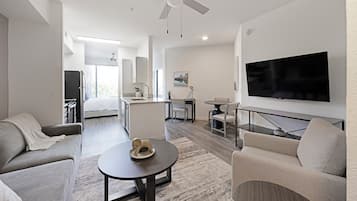 Studio | Living area | 50-inch TV with digital channels