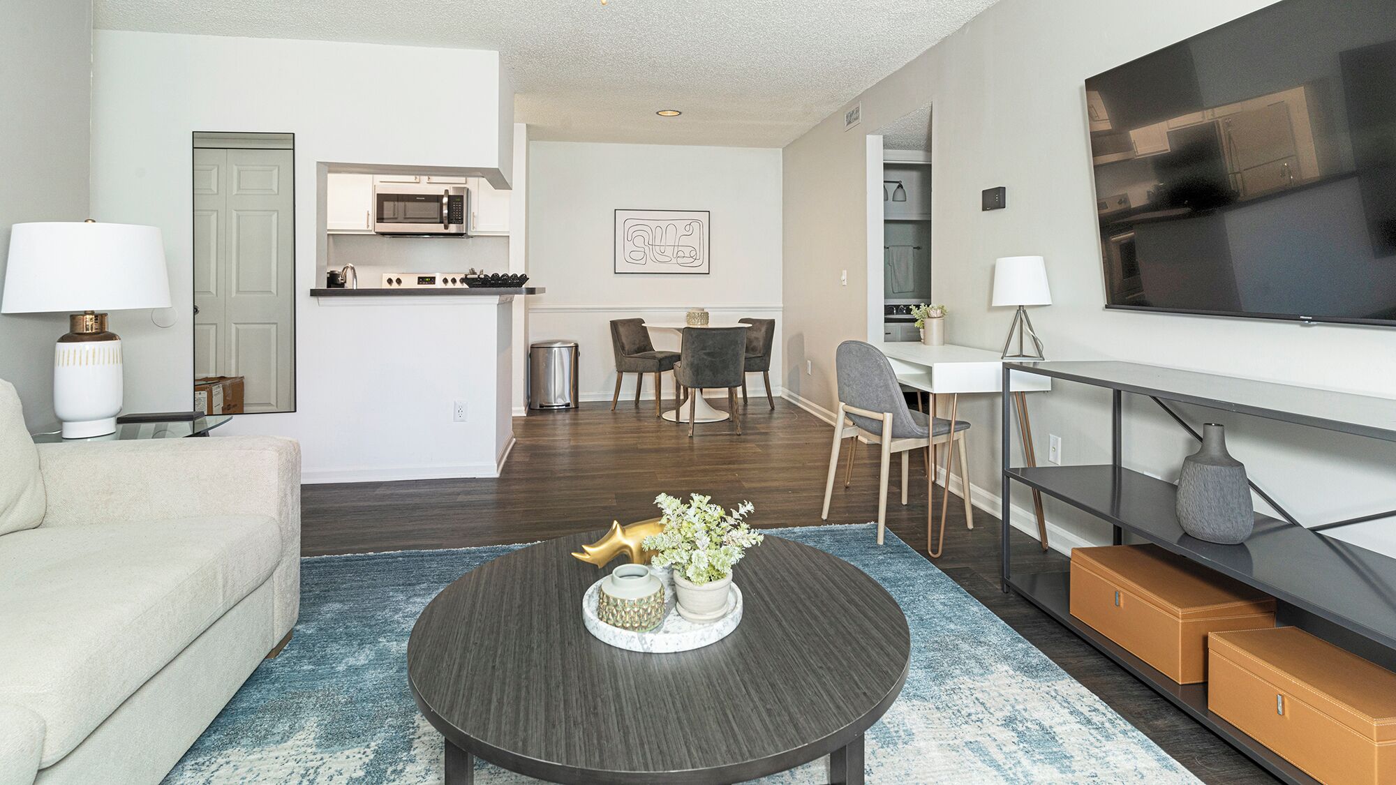 Apartment, 1 Bedroom | Living area | 50-inch Smart TV with digital channels, fireplace