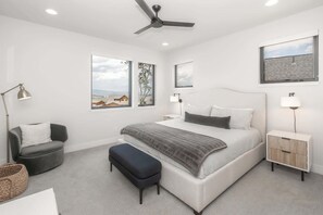 4 bedrooms, desk, iron/ironing board, travel cot