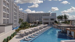 2 piscinas al aire libre, sombrillas, sillones reclinables de piscina