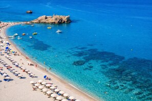 Utsikt mot strand/hav