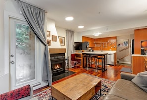 TV, fireplace
