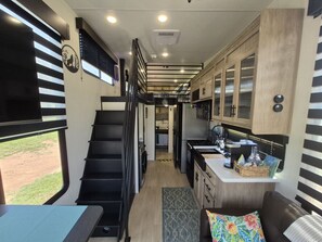 Fridge, microwave, dishwasher, toaster