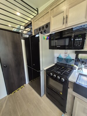 Fridge, microwave, dishwasher, toaster