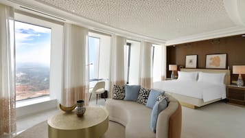 Deluxe Room, 1 King Bed, Accessible | Living area | Fireplace