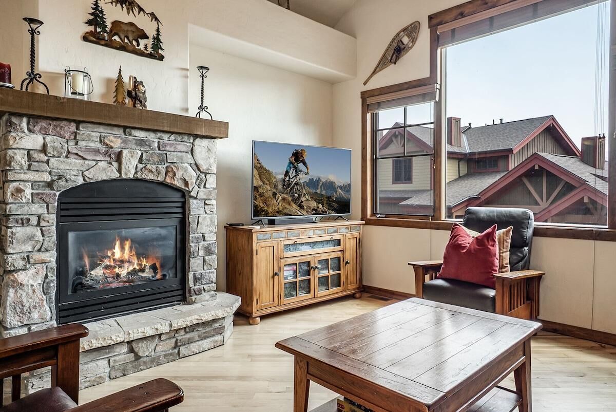 TV, fireplace