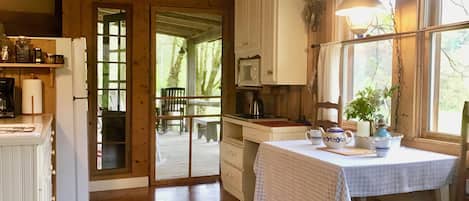 Fridge, microwave, coffee/tea maker, electric kettle