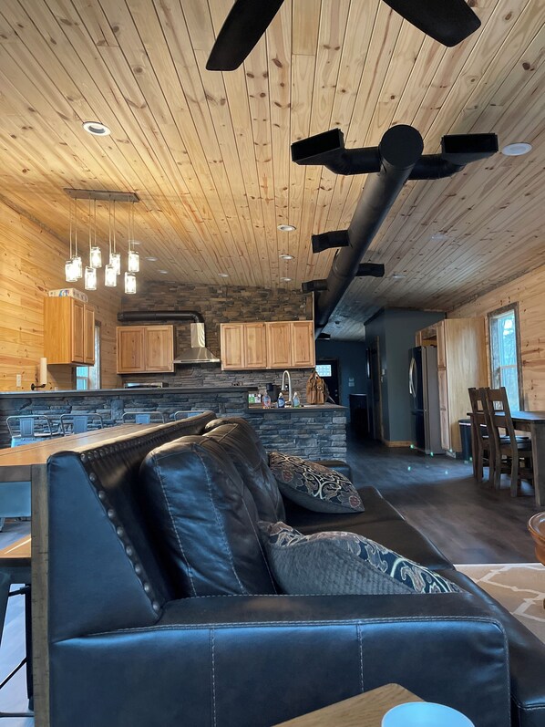 TV connectée, cheminée, lecteur de DVD