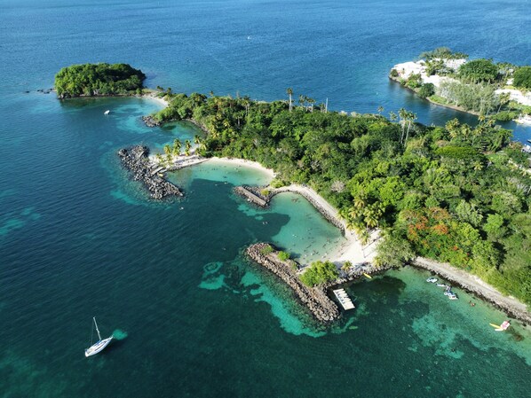 On the beach, beach towels