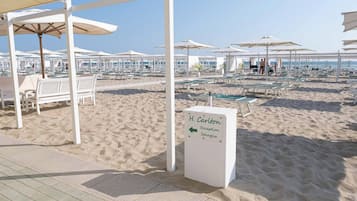 Private beach nearby, black sand, sun-loungers, beach umbrellas