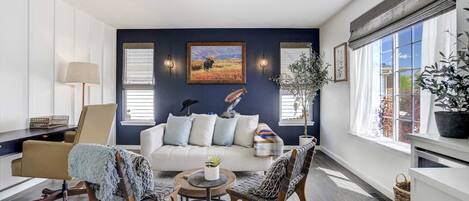 TV, fireplace, foosball, offices