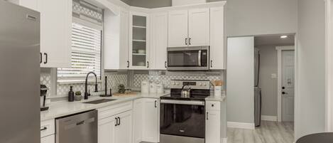 Microwave, oven, stovetop, dishwasher