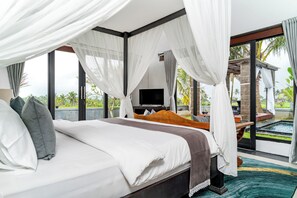 Villa, 2 Bedrooms, Private Pool | Cadar kapas Mesir, peralatan tempat tidur premium, Wi-fi percuma 