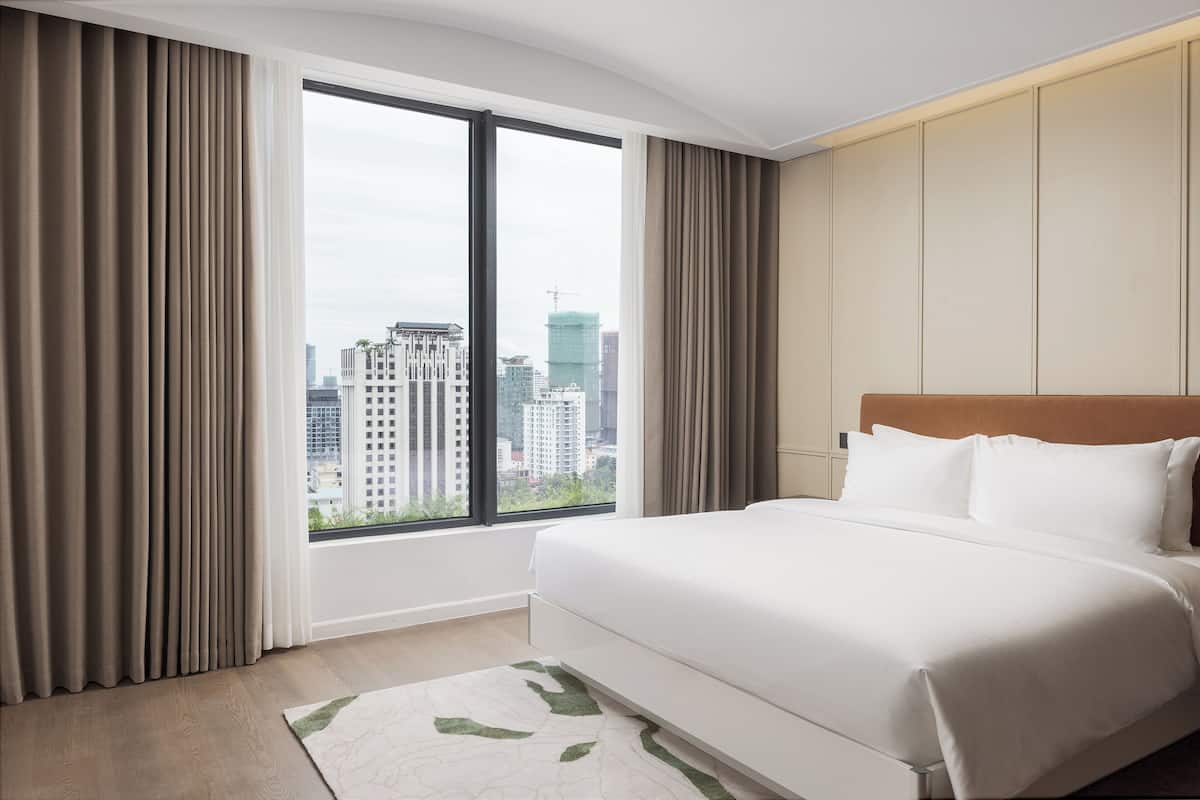 Apartamento premier, 2 quartos, vista para a cidade | Roupas de cama de algodão egípcio, roupas de cama premium