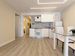 Fridge, microwave, oven, dishwasher