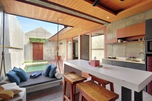 Villa One Bedroom Type Loft with Private Pool | Living area | 32-inch flat-screen TV with cable channels, TV - Aqilah Villa (Legian)