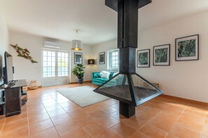 TV, fireplace - Villa 'Marmeleira Country House' with Private Terrace, Wi-Fi and Air Conditioning (casais da marmeleira)