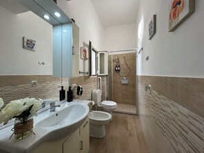 Dusche, Haartrockner, Bidet, Handtücher