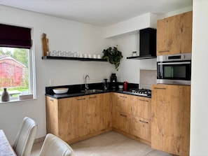 Fridge, microwave, oven, toaster