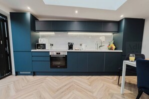 Fridge, microwave, oven, toaster