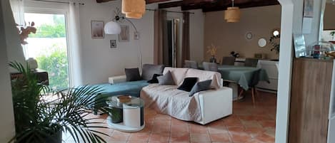 TV, fireplace