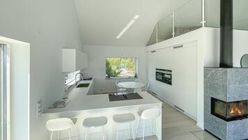 Fridge, oven, dishwasher, coffee/tea maker