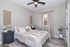 2 bedrooms, iron/ironing board, bed sheets