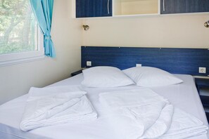 Mobile home | 2 soveværelser, individuel indretning, sengetøj