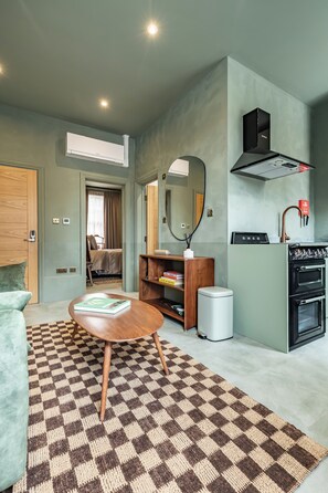 Luxury Apartment, Air conditioning, City View | Living area | Heated floors