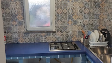 Kühlschrank, Ofen, Herdplatte, Kochgeschirr/Geschirr/Besteck