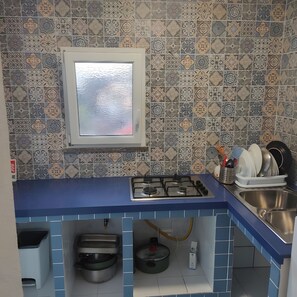 Fridge, oven, stovetop, cookware/dishes/utensils