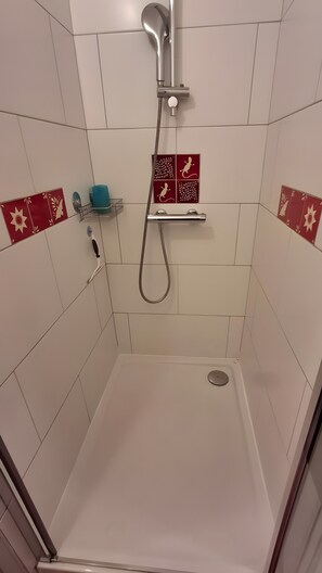Ducha, secador de pelo y toallas